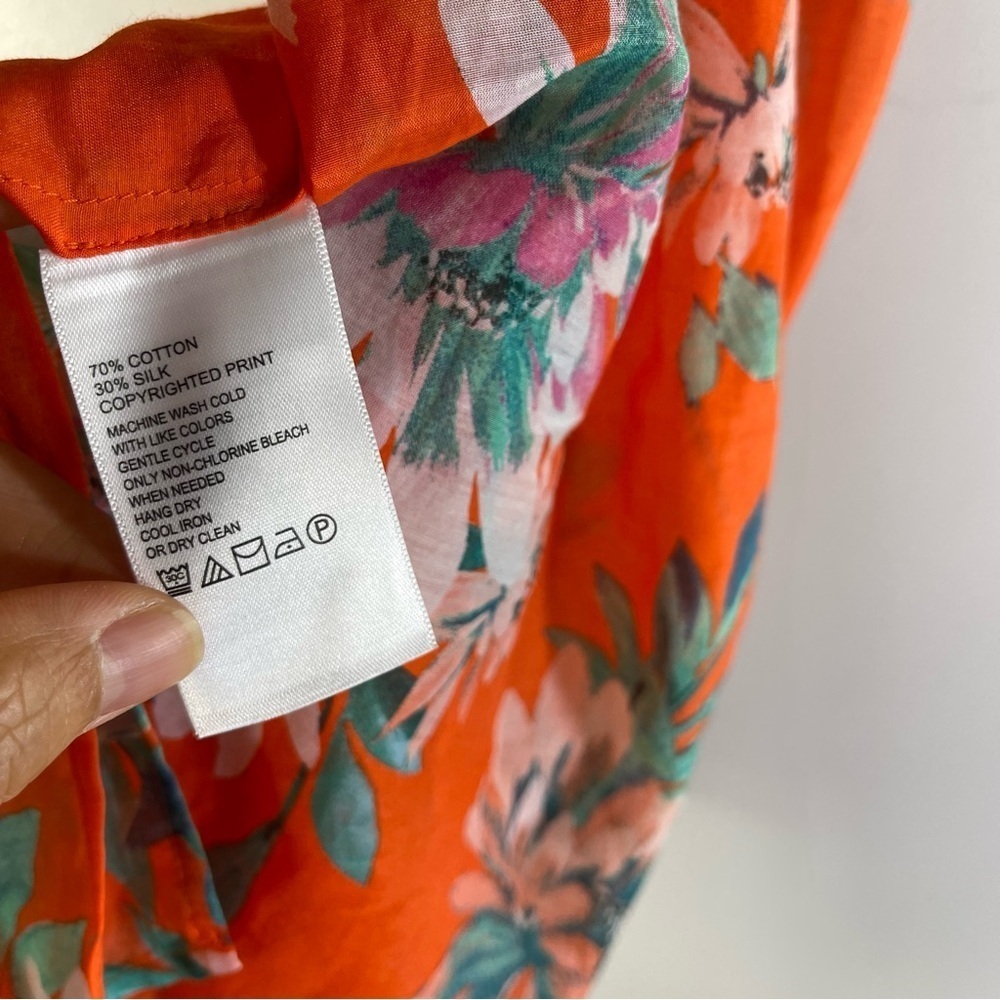 Tommy Bahama Joyful Bloom Cotton & Silk Top Size M - Picture 9 of 14